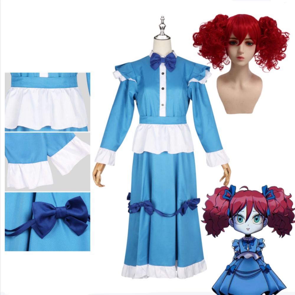Anime Cosplay With Red Hair - Costume Cosplay Poppy Red Hair Set