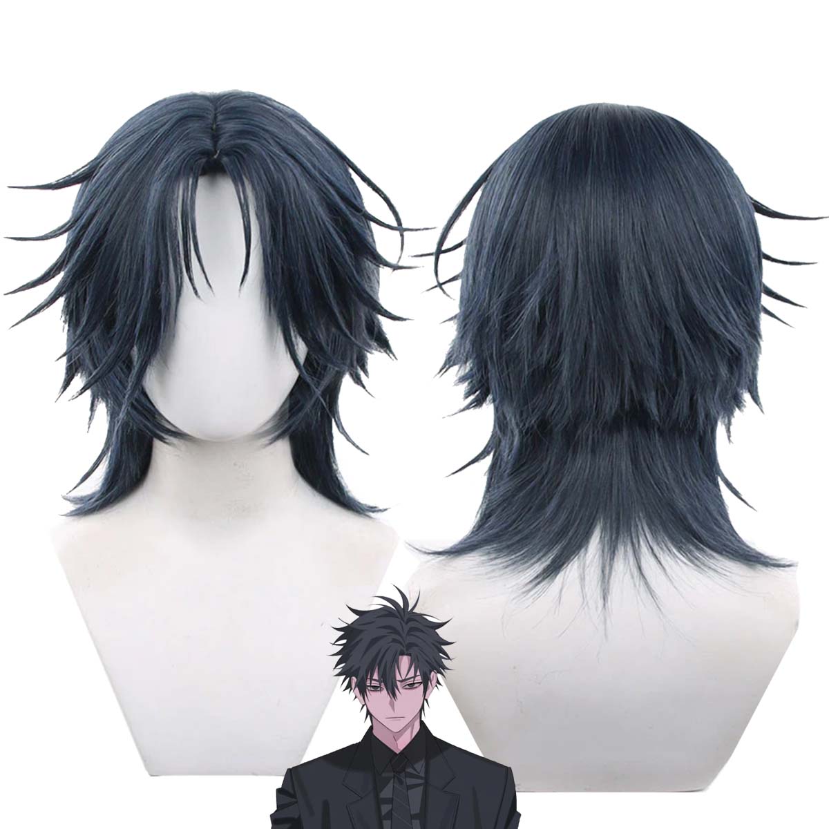Anime Cosplay Blue Hair - Parrucca Cosplay da Uomo Anime Link